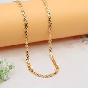 "Classic Rose Gold Flat Link Chain Necklace for Everyday Elegance, XPNL0166